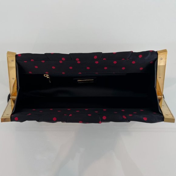 DOLCE & GABBANA BLACK AND RED POLKA DOT HARD GOLD CASE CLUTCH NWOTS! - Picture 12 of 17